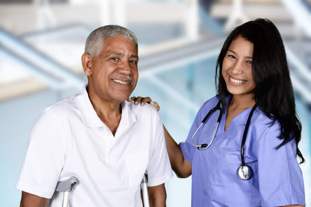 Smiling therapist and patient