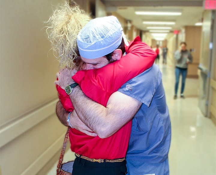 Mom and Dr. Catalani Hug - Regional One Health